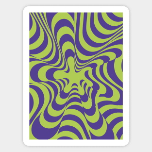 Abstract Groovy Retro Liquid Swirl Purple Green Pattern Sticker